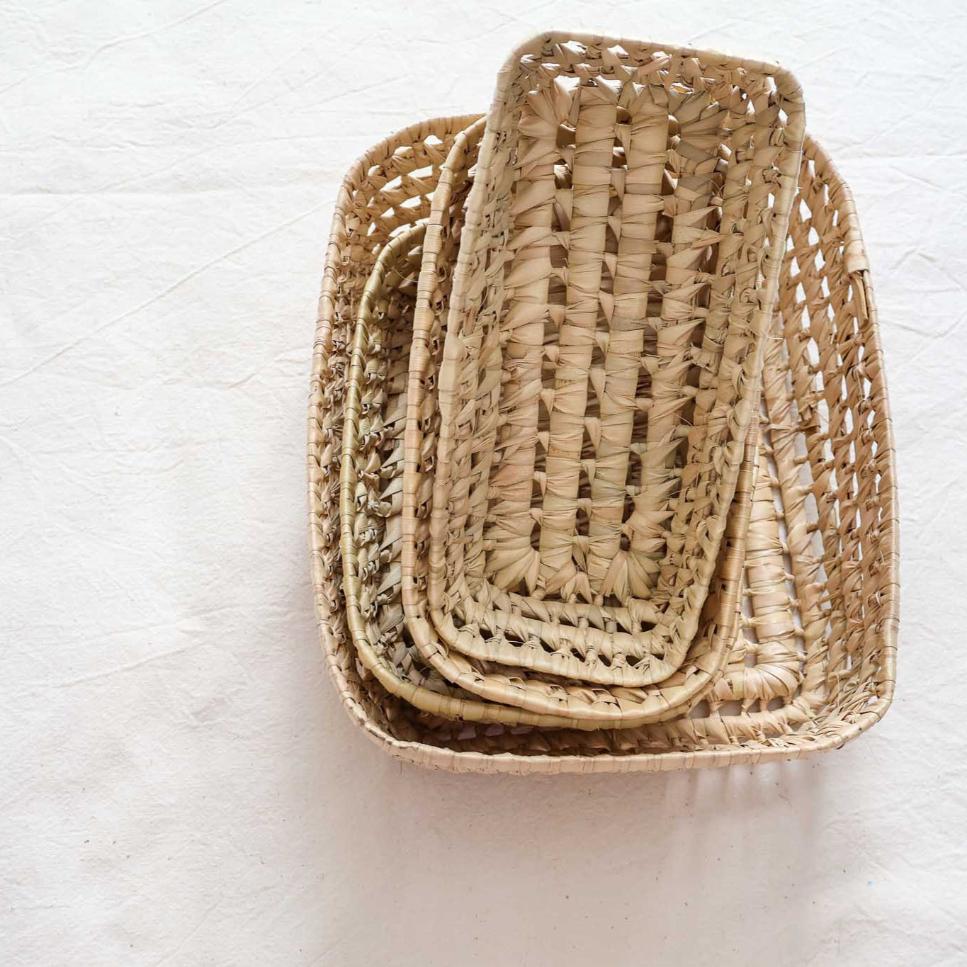 Panières de rangement en feuilles de palmier - 5 tailles