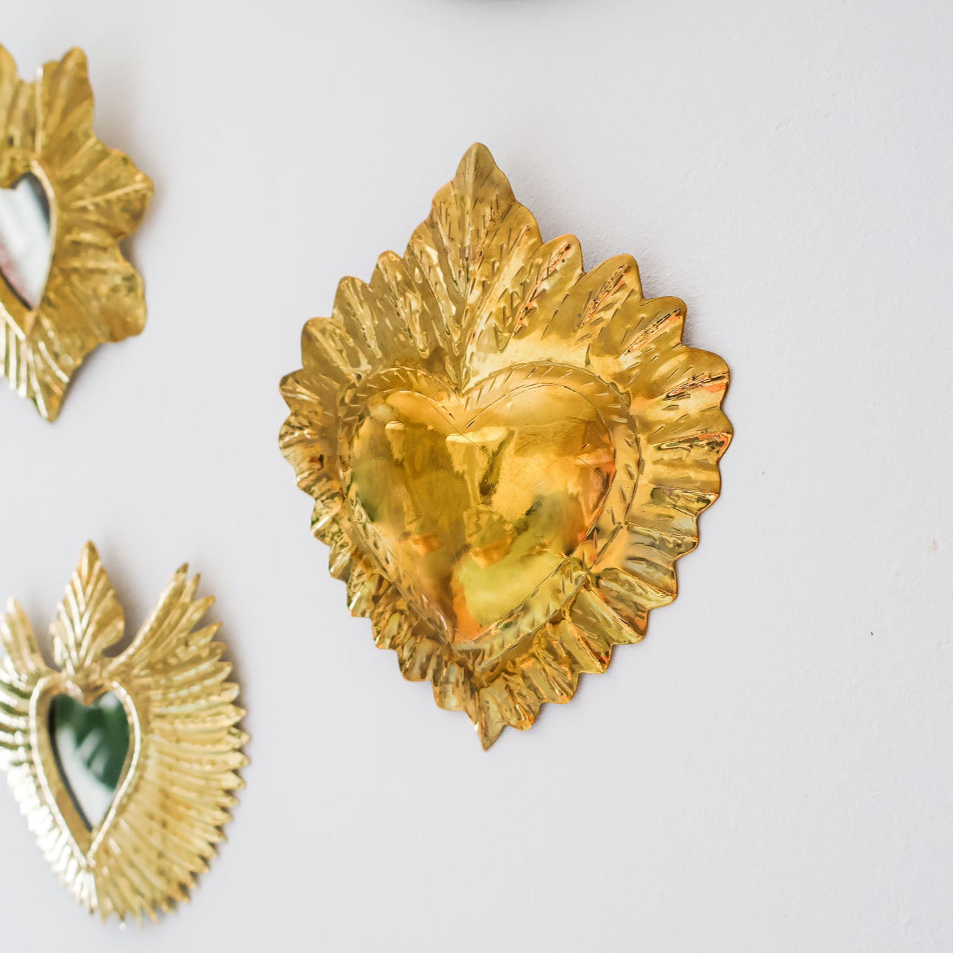Ex-voto coeur – Laiton doré, avec ou sans miroir