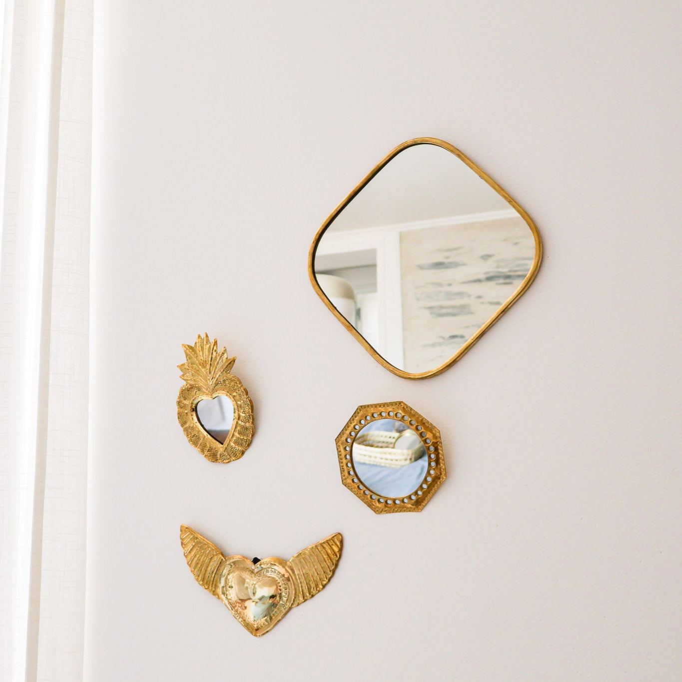 Ex-voto coeur – Laiton doré, avec ou sans miroir