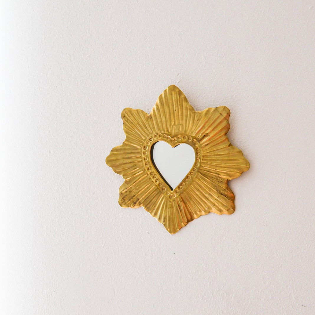 Ex-voto coeur – Laiton doré, avec ou sans miroir