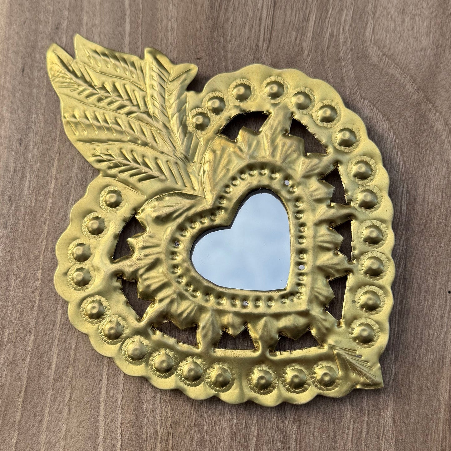 Ex-voto coeur – Laiton doré, avec ou sans miroir