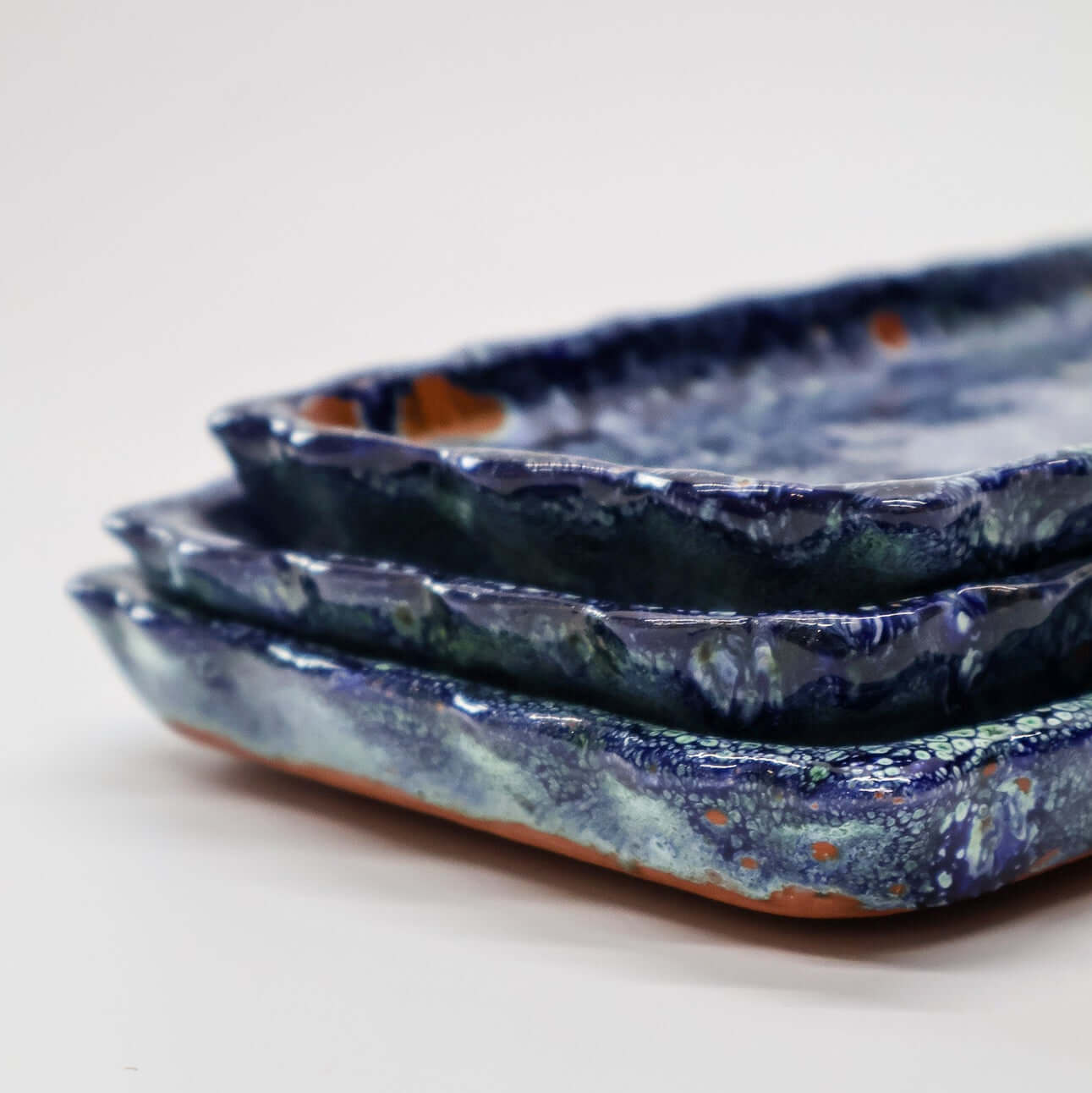 Trio de plat, rectangle, bleu - collection Ayyur
