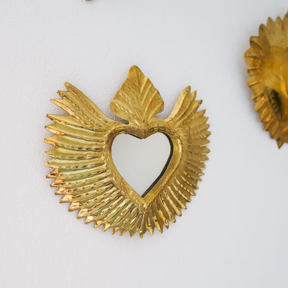Ex-voto coeur – Laiton doré, avec ou sans miroir