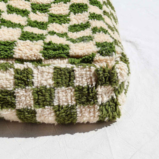 pouf Beni Ouarain damier vert