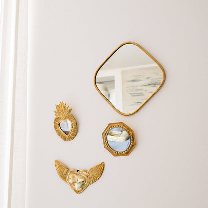 Ex-voto coeur – Laiton doré, avec ou sans miroir