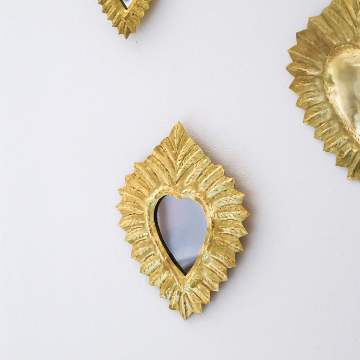 Ex-voto coeur – Laiton doré, avec ou sans miroir