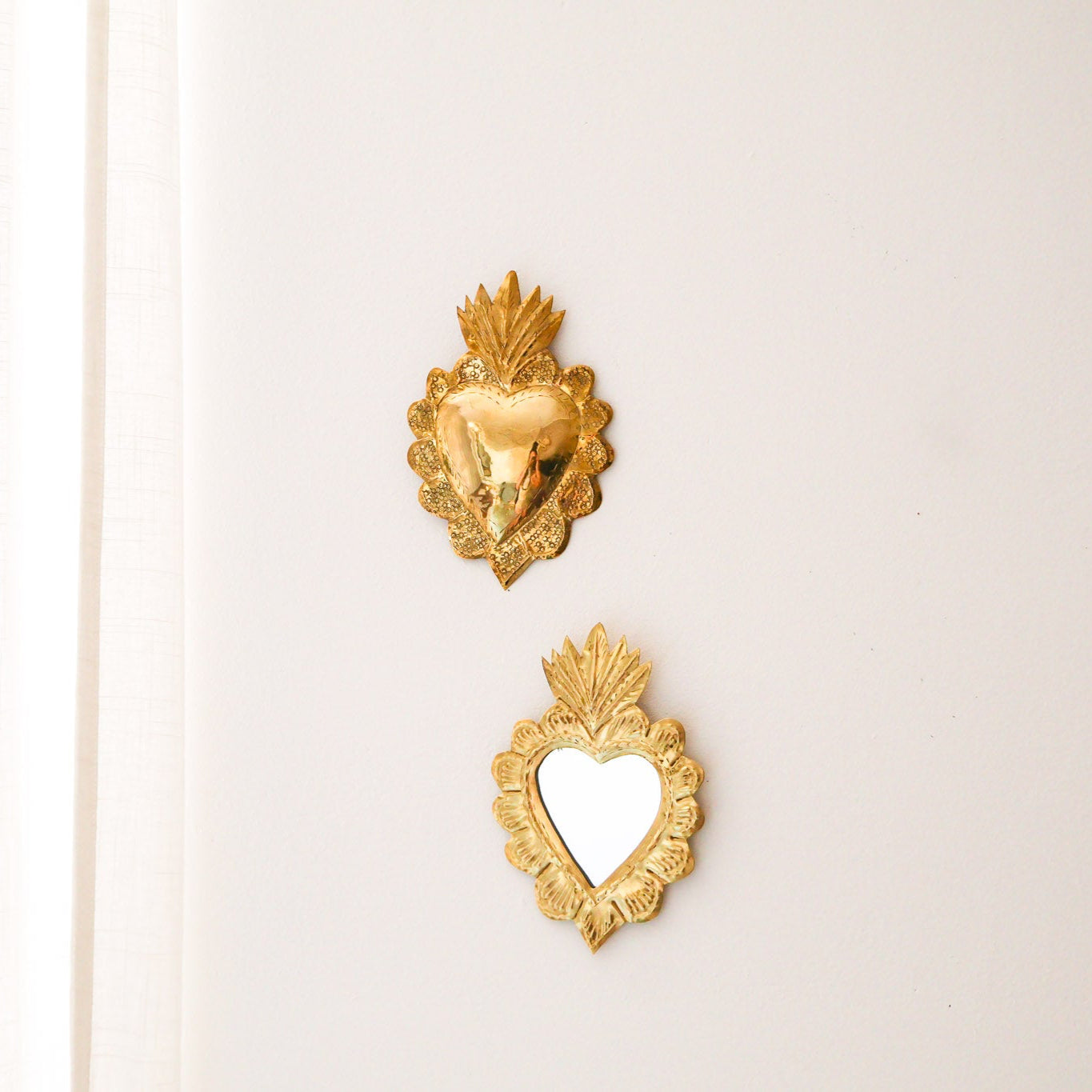 Ex-voto coeur – Laiton doré, avec ou sans miroir