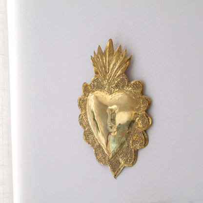 Ex-voto coeur – Laiton doré, avec ou sans miroir