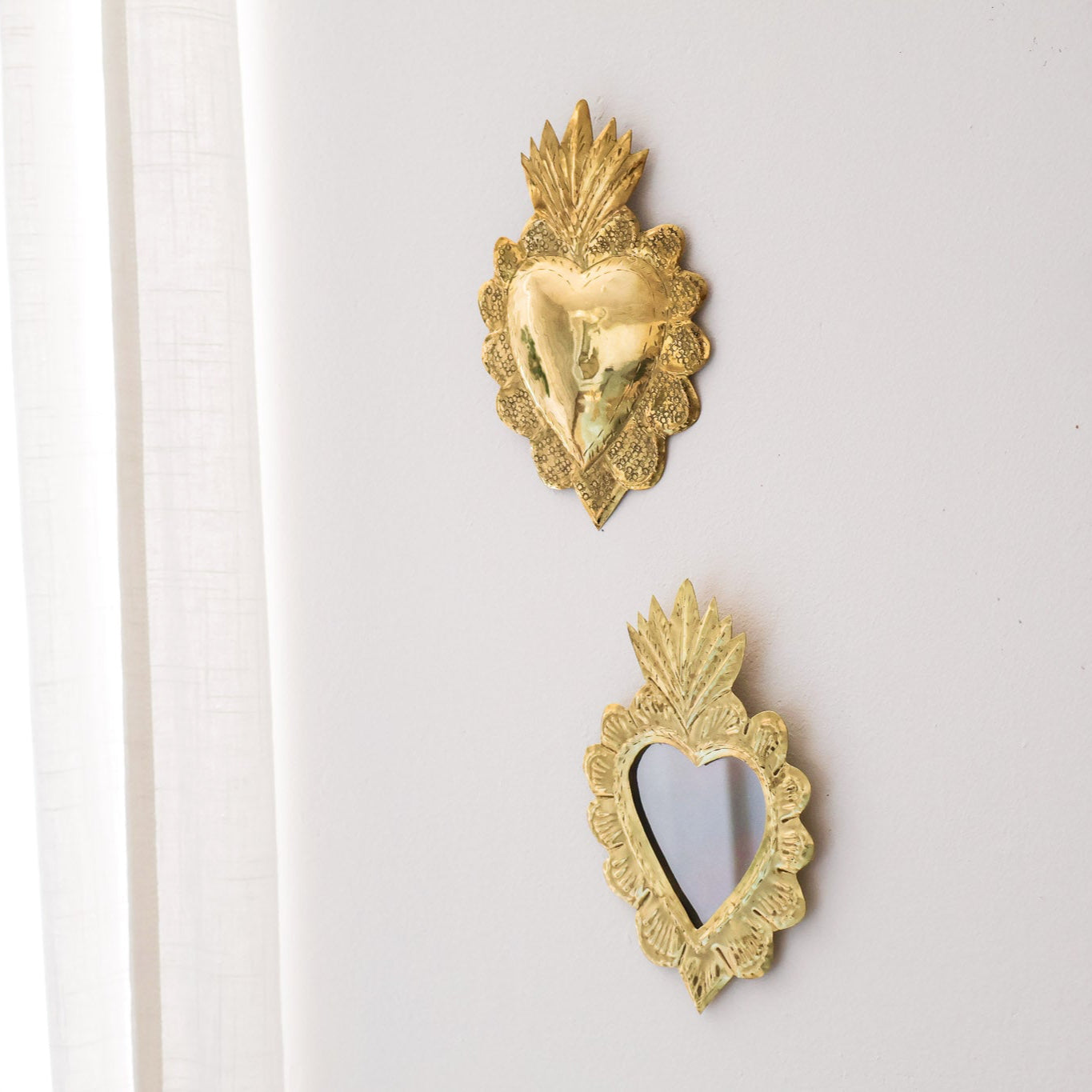 Ex-voto coeur – Laiton doré, avec ou sans miroir