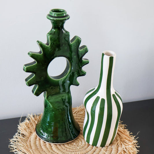 Bougeoir et vase qenina vert MAISON ASLI