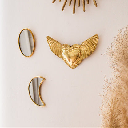 Miroir décoratif artisanal – Laiton doré (formes variées)