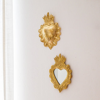 Ex-voto coeur – Laiton doré, avec ou sans miroir