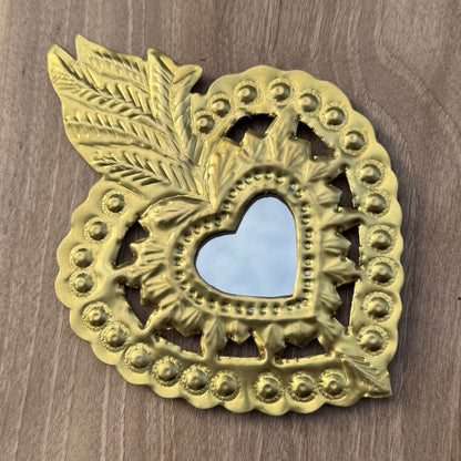 Ex-voto coeur – Laiton doré, avec ou sans miroir