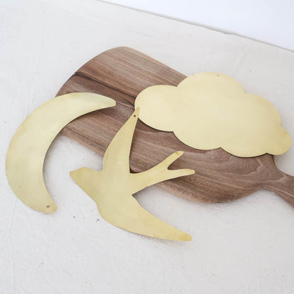 Formes murales en laiton plein – Oiseau, Nuage ou Lune