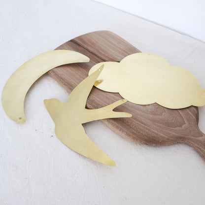 Formes murales en laiton plein – Oiseau, Nuage ou Lune