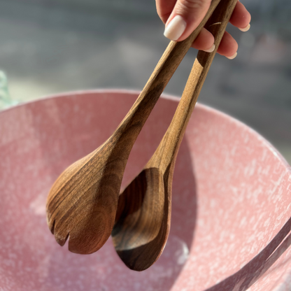 Couverts à salade, en bois de noyer
