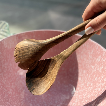 Couverts à salade, en bois de noyer