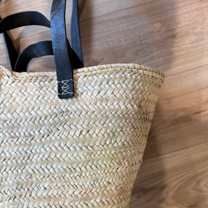 Panier marocain anses en cuir noires