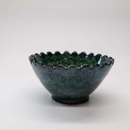 Bol, festonné, bleu & vert profond - collection Ayyur