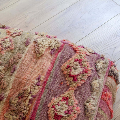 Pouf vintage Boujad – violet & kaki