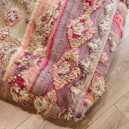 Pouf vintage Boujad – violet & kaki