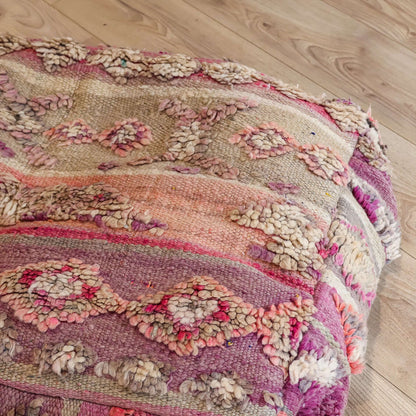 Pouf vintage Boujad – violet & kaki