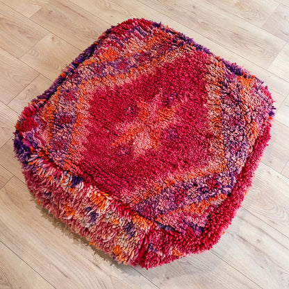 Pouf vintage Boujad – rouge & orange