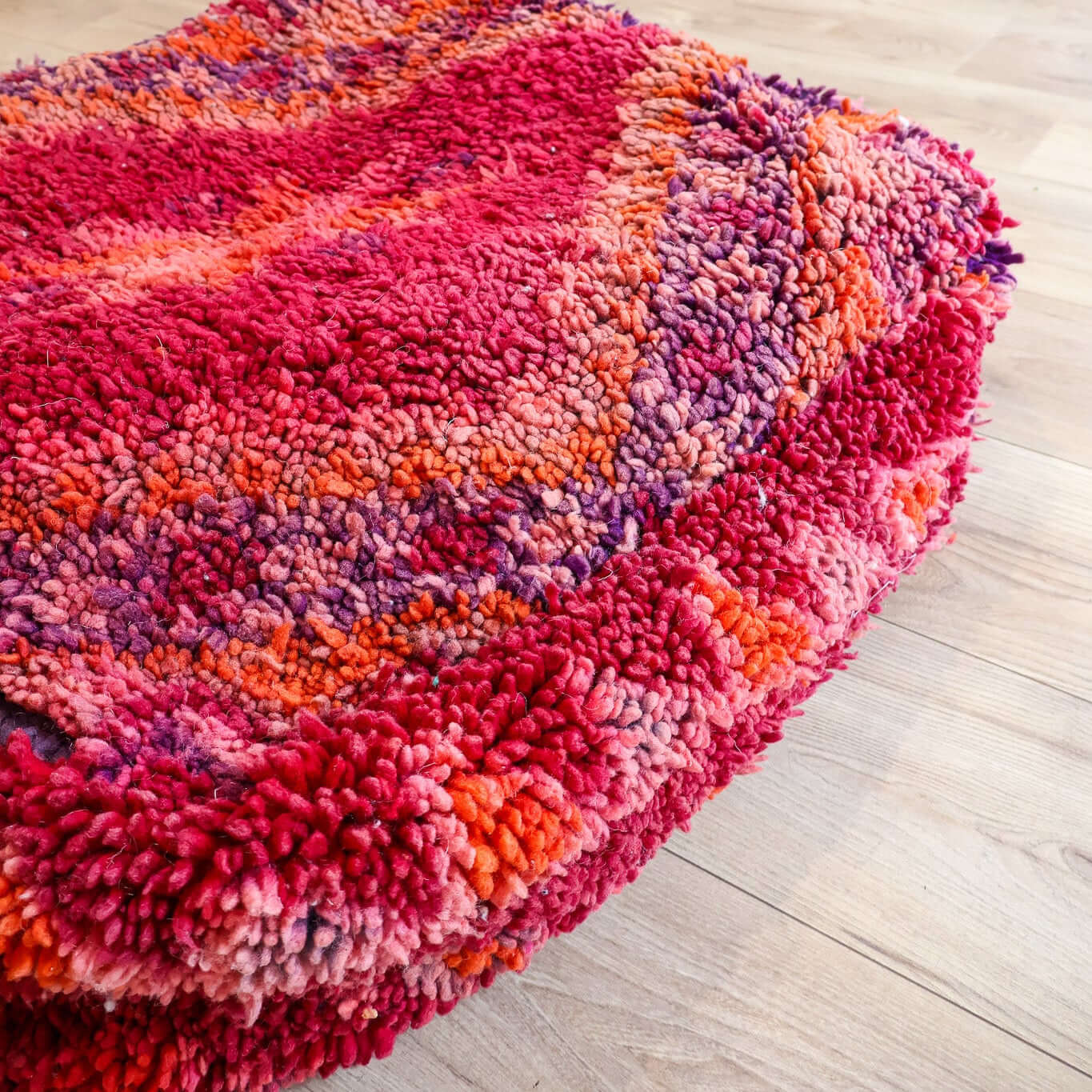 Pouf vintage Boujad – rouge & orange