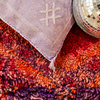 Pouf vintage Boujad – rouge & orange