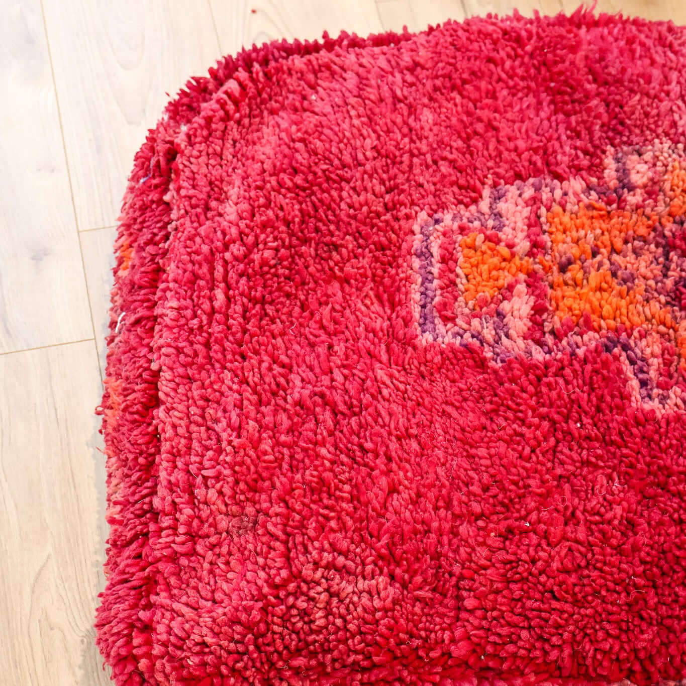 Pouf vintage Boujad – rouge & orange
