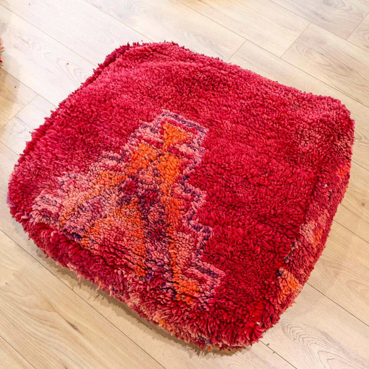 Pouf vintage Boujad – rouge & orange