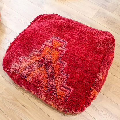 Pouf vintage Boujad – rouge & orange