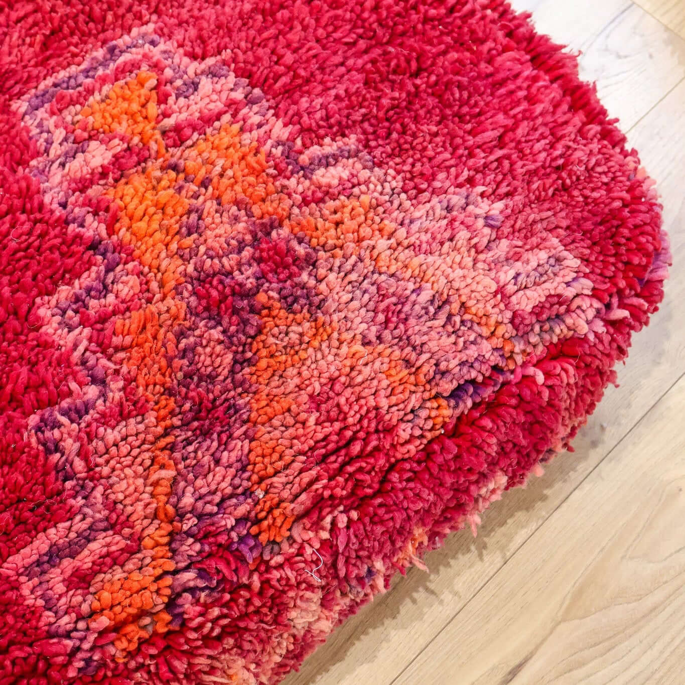 Pouf vintage Boujad – rouge & orange