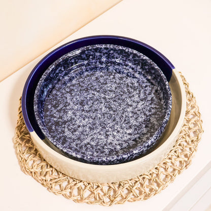 Plat rond en céramique, bleu - collection Nujum