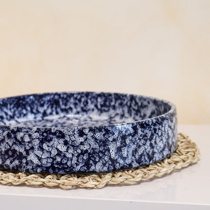 Plat rond en céramique, bleu - collection Nujum