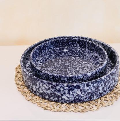 Plat rond en céramique, bleu - collection Nujum