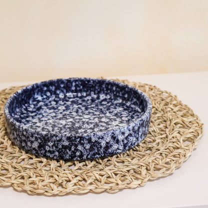 Plat rond en céramique, bleu - collection Nujum