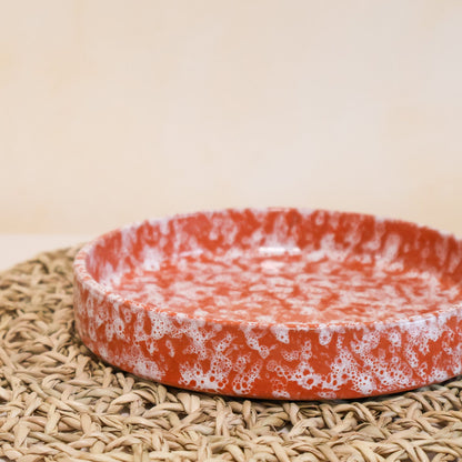 Plat rond en céramique, orange - collection Nujum