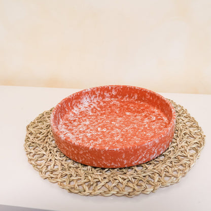 Plat rond en céramique, orange - collection Nujum