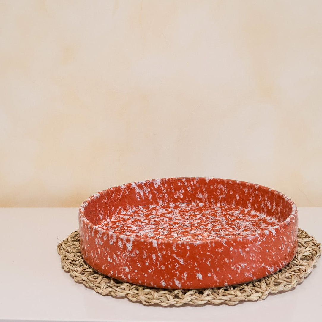 Plat rond en céramique, orange - collection Nujum