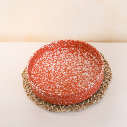 Plat rond en céramique, orange - collection Nujum