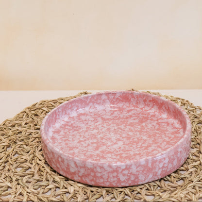 Plat rond en céramique, rose - collection Nujum
