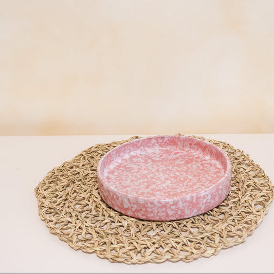 Plat rond en céramique, rose - collection Nujum