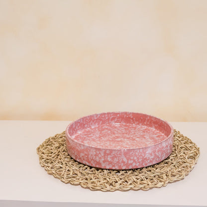 Plat rond en céramique, rose - collection Nujum
