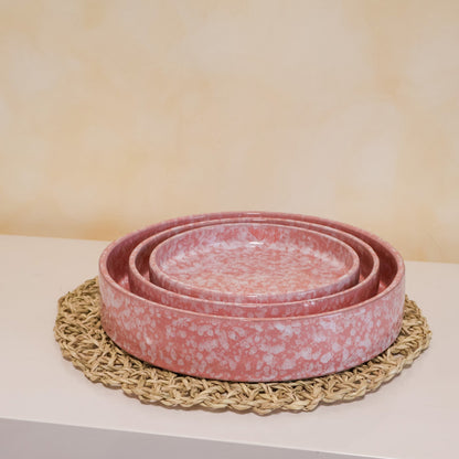 Plat rond en céramique, rose - collection Nujum