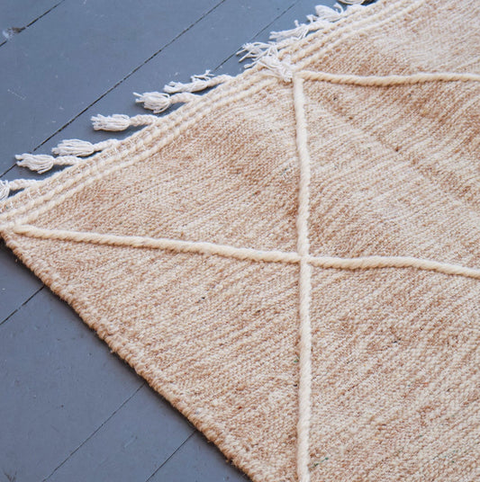 Tapis Zanafi berbère – Laine tissée main du Maroc,  beige/écru (99 × 149 cm)