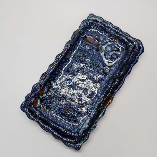 Trio de plat, rectangle, bleu - collection Ayyur
