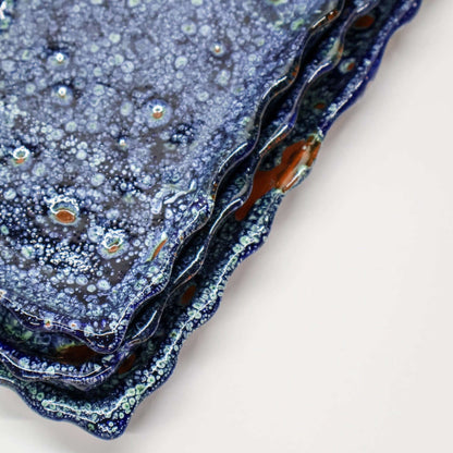 Trio de plat, rectangle, bleu - collection Ayyur