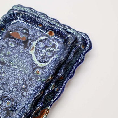 Trio de plat, rectangle, bleu - collection Ayyur