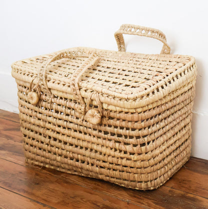 malle de rangement en osier marocain de 40cm
